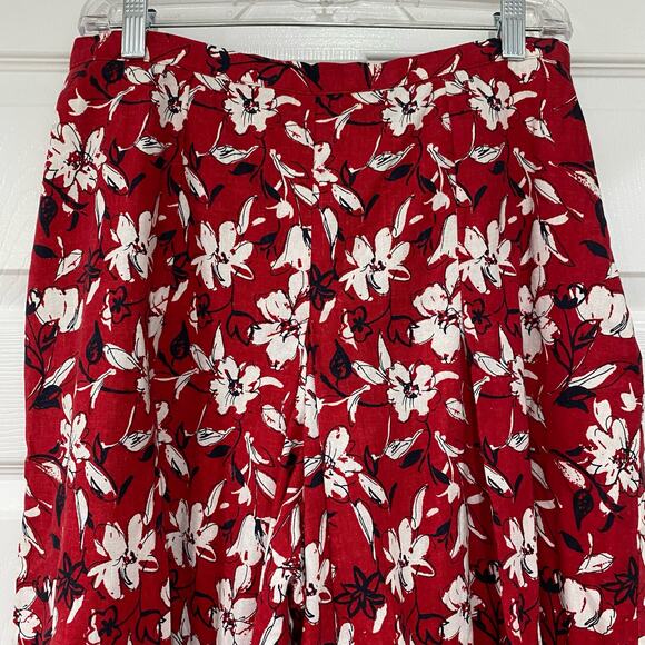 Retro White Stag Red & White Floral Culottes Skirt size 12 preppy ccasual - Picture 3 of 7